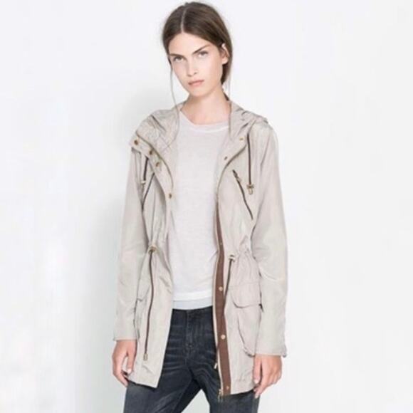 Zara Jackets & Blazers - Zara Khaki Minimalist Preppy Coastal Classic Safari Utility Hooded Coat Small